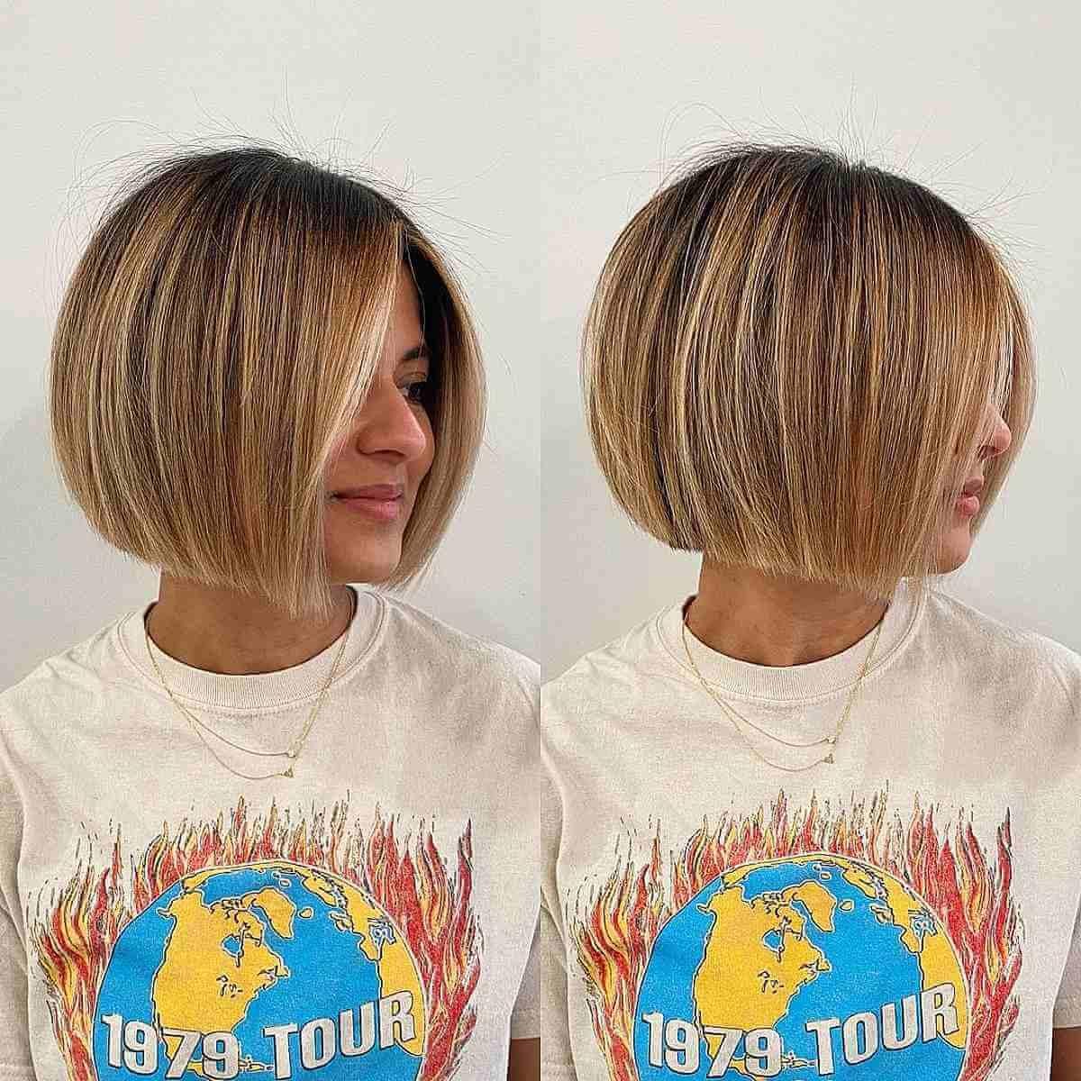 Lengvas balayage bobas su tamsiomis šaknimis